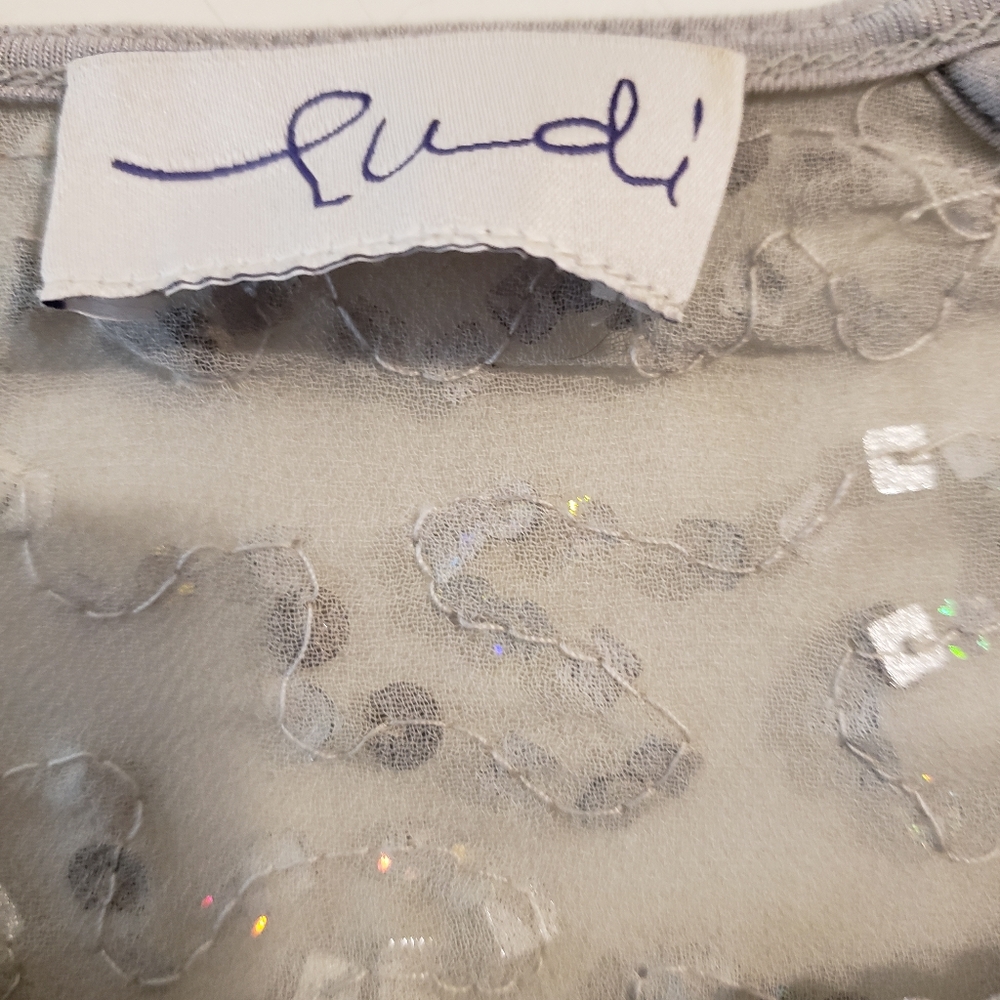 EUC Sz.M, Silver Sequined top, I believe it says Ludi? Excellent condition! - Picture 3 of 5